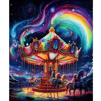 Diamant peinture bricolage décor à la maison carrousel plein rond broderie point de croix 30x40cm/12x16 pouces cadre paysage sujet