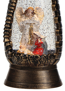 Cabane de chaume en bronze avec ange religieux encadré Intérieur Globe d'eau Lumières Décoration de la Nativité - Product Image 5