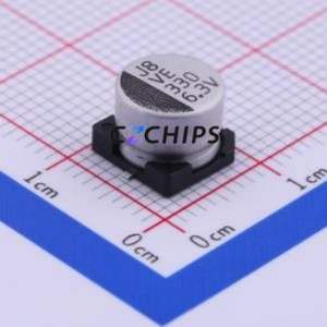 ตัวเก็บประจุแบบอิเล็กโทรไลต์อะลูมิเนียม SMD รุ่น VE-331M0JTR-0806, ขนาด D8xL6.5 มม. 330uF 20% 6.3V 8 มม. - Product Image 1