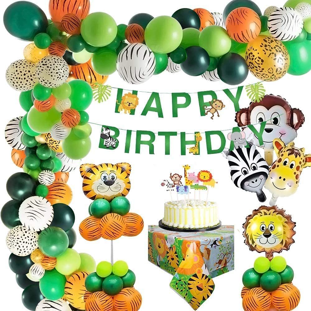 Decoration Anniversaire Animaux Jungle 3 Ans, Kit Ballon Anniversaire Animaux de la Jungle, Deco Anniversaire Safari Fille Garçon 3 Ans, Joli Decoration Jungle Bapteme (Ballon Animaux Jungle 3 Ans