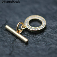 CZ Zircon Pave plaqué or 14K 12mm collier à bascule rond OT fermoirs