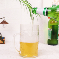 Chope à bière en plastique PS de 500 ml avec poignée, chope à bière transparente pour fête, Oktoberfest