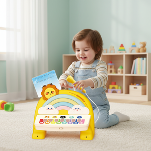 <span class=keywords><strong>Piano</strong></span> électrique tactile arc-en-ciel multifonction avec microphone et 8 cartes éducatives pour enfants - Product Image 1