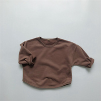 Estilo coreano Unisex niños Casual ropa básica sudaderas Color sólido francés Terry niños pequeños niños niñas pulóver Top