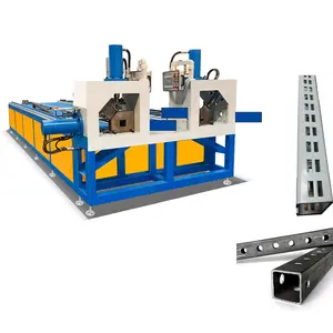 Punzonadora CNC automática de dos estaciones, máquina de prensado de perforación de corte de extremo de tubo redondo cuadrado para estante de perforación