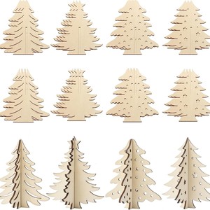 Laser Cut Wooden <b>Christmas</b> <b>Trees</b> Unfinished 3D Decor For Home <b>Table</b> Hanging Ornaments DIY Painting Craft Kids Project - Product Image 1