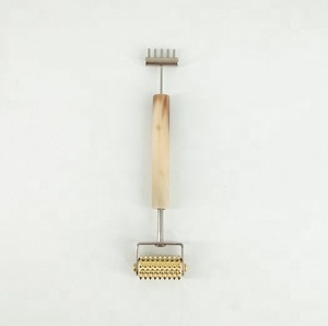 Outil de réflexologie facial en cuivre, acupuncture, massage de points de peau, avec poignée en corne de bœuf, 1 pièce - Product Image 1