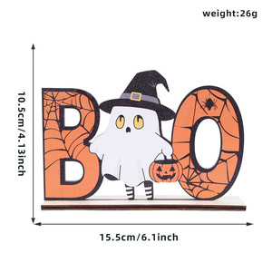 Décorations de bureau transfrontalières pour Halloween : Tableau 3D en bois de dessin animé avec fantôme et citrouille, Ornements de <span class=keywords><strong>table</strong></span> à manger pour la maison pour la Fête des Morts - Product Image 4