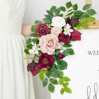 Ensemble de guirlandes de fleurs artificielles bordeaux et rose poudré, arrangement floral de luxe en roses de soie pour arche de mariage, toile de fond, table à manger et escalier