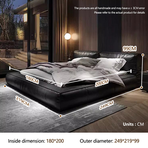 Cadre de lit multifonction King <span class=keywords><strong>Queen</strong></span> <span class=keywords><strong>Size</strong></span> Lit double flottant en bois massif Lit rembourré doux Meubles de chambre à coucher modernes Smart - Product Image 3