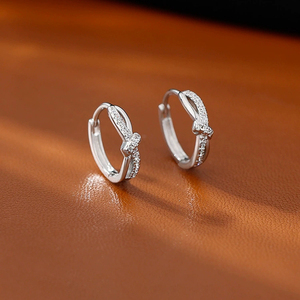 Orecchini a Cerchio Intrecciati Semplici, Moda Coreana Trendy, Argento 925, Geometrici, da Donna, per Anniversario, Vendita all'Ingrosso - Product Image 5