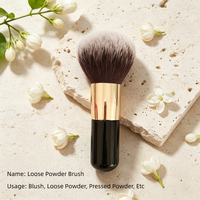 Kuas Blush Sintetis Besar Tunggal dengan Bulu Tebal, Kuas Bedak Multifungsi Hitam, Alat Kecantikan Wajah, Kuas Makeup dengan Gagang Plastik