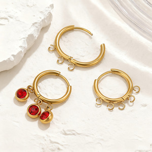 Multi Loop Hoop Earring Connector | 18K PVD Gold Plated Stainless Steel Round Hoops for DIY Charm Earrings Jewelry Making - Product Image 4