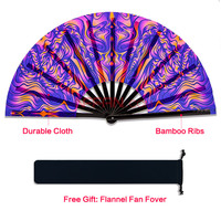 Éventail en bambou pliable à main, grand format, réfléchissant aux UV, 13 pouces, design personnalisé, pour rave et festival, éventail de danse clack
