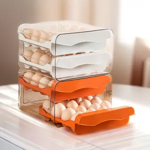 NAEGA Double Layer Egg Holder Refrigerator Container Dual-Drawer Large Capacity Egg Organizer 32 Holes Morden Style Food Box