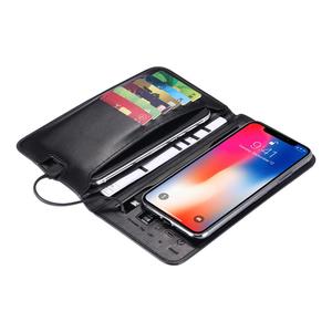 Cartera de carga inalámbrica de cuero PU de 6800mAh personalizada, Banco de energía, entrada Micro USB y salida USB doble, bolsillo multifunción - Product Image 2