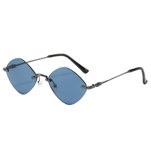 Sexy Polygonal Unisex <b>Sunglasses</b> Fashion Rimless Diamond UV400 Retro Rhombus Punk <b>Vintage</b> Metal Frame Shades - Product Image 1