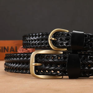 Nouvelle ceinture en <span class=keywords><strong>cuir</strong></span> de vachette tressé pour homme et femme, ceinture décontractée pour jeans, golf, entièrement réglable, ceinture en <span class=keywords><strong>cuir</strong></span> unisexe avec boucle à ardillon - Product Image 2