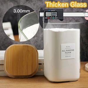 Large Capacity Borosilicate Glass Food <b>Storage</b> <b>Jars</b> Acacia Wood Lid Modern Eco-Friendly <b>Kitchen</b> Camping Use Freshness - Product Image 3