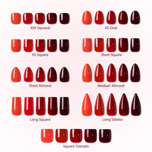 BTArtbox SCOATTIPS XS Puntas de Uñas Rojas 160 Piezas al por Mayor, Uñas Postizas Extra Cortas de Gel Suave Almendrado Premium para Otoño/Invierno - Product Image 5