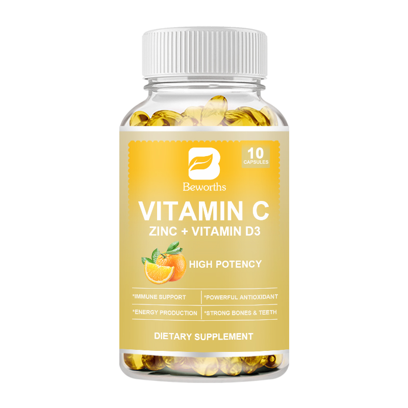 10 pcs Vitamin C and Zinc Softgel Capsules Vitamin and Mineral Supplement Immune System Support