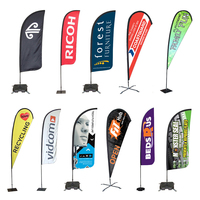 Drapeau de plage rectangulaire personnalisé en tissu publicitaire, type plume ou goutte d'eau, avec mât en aluminium et bannière imprimée en quadrichromie CMYK