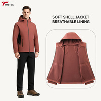 Veste bomber softshell pour homme TIMETEX, à capuche, en spandex/nylon, chaude, coupe-vent, imperméable, respirante, décontractée, pour l'extérieur, vente en gros OEM