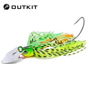 OUTKIT 1pcs 14g Pesca Spinnerbait Saia De Silicone Isca De Metal Jig pique baixo walleye Lantejoulas De Pesca Spinner Barba CrankWorm Gancho