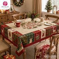 Nappe de Noël HuaLai 8ft x 10ft en polyester motif Bonhomme en pain d'épices pour la maison, les banquets et les fêtes, résistante aux plis, vente en gros