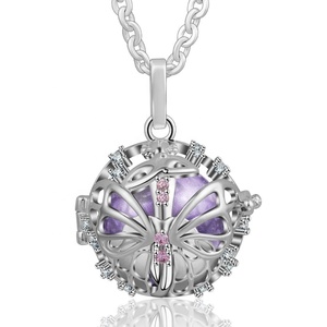 Fleur Fée Papillon Rose Cristaux Argent Perle Cage Ange Appelant Pendentif Harmonie Boules pendentif - Product Image 1