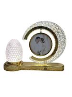 Lampe de table créative avec cadre photo, décor photo, souvenir de mariage, base en métal doré électroplaqué, logo personnalisé