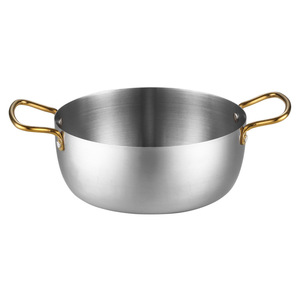Double Stainless Steel Ramen Pot 16-22cm Golden Hammer Pattern Double-Handled Induction Compatible Soup Pot - Product Image 2