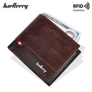 Baellerry Men's Short <b>Wallet</b> RFID Protection Color Block Business Card <b>Holder</b> With Zipper Pocket - Product Image 3