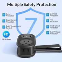 Le plus récent protecteur de surtension de voyage de plomb d'extension de mini multiprise portable avec 1 prise américaine 2 USB-A et 1 USB-C multiprise américaine