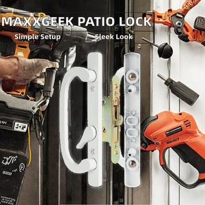 MaxxGeek Stylish <b>Sliding</b> Patio <b>Door</b> Handle Set Mortise <b>Lock</b> Zinc Diecast Ambidextrous Offset Thumbturn Easy Installation White - Product Image 2