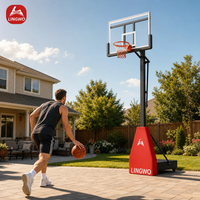 Panier de basket portable réglable robuste avec panneau de protection incassable et roues pour le divertissement
