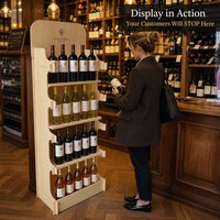 Étagère de présentation en contreplaqué sur mesure à 5 niveaux pour magasin de vins, étagère en bois sur pied, montage facile, présentoir de point de vente, certifié FSC