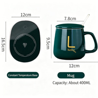 Chauffe-tasse intelligent électrique USB pour bureau et maison, ensemble cadeau, tasse à café en céramique avec design minimaliste, plateau et cuillère