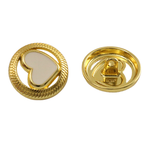 Hải Quan Kim Loại Logo Nhà Sản Xuất Kẽm Hợp Kim Brass Vàng Botones Corazon Hollow out Trắng Tim Shank Nút Cho Quần Áo - Product Image 2