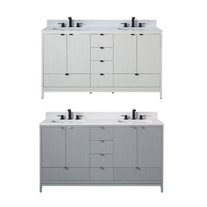 Meuble-lavabo <span class=keywords><strong>de</strong></span> <span class=keywords><strong>salle</strong></span> <span class=keywords><strong>de</strong></span> <span class=keywords><strong>bain</strong></span> <span class=keywords><strong>gris</strong></span> <span class=keywords><strong>de</strong></span> 60 pouces avec lavabo <span class=keywords><strong>blanc</strong></span>, lavabo <span class=keywords><strong>de</strong></span> <span class=keywords><strong>salle</strong></span> <span class=keywords><strong>de</strong></span> <span class=keywords><strong>bain</strong></span> Art Déco à poser au sol - Product Image 3