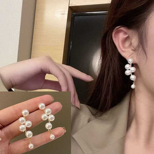 Vendita calda Trending moda orecchini pendenti a foglia di fiocco eleganti graziosi stile Boho gioielli di perle per donne e ragazze all'ingrosso - Product Image 1