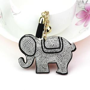 Hot Selling Velvet Ribbon <strong>Elephant</strong> Keychain Bag Charm Metal Lucky Pendant Rhinestone Decor <strong>Gift</strong> <strong>for</strong> <strong>Women</strong> Handbag Accessory - Product Image 1