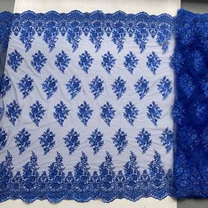 Tissu en <span class=keywords><strong>dentelle</strong></span> perlée 100 % polyester, vente en gros, idéal pour les robes de mariée et accessoires, perles et sequins fabriqués à la machine - Product Image 5