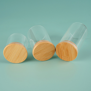 Obral besar tutup bambu dengan stoples kaca botol penyimpanan PC berkelanjutan untuk permen makanan madu pemasok grosir - Product Image 4