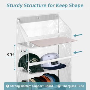 Clear Over the Door <b>Hat</b> Rack PVC Organizer for Baseball Caps Wall Mount Storage <b>Holder</b> White - Product Image 3