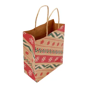Reciclar Natal Kraft Paper Gift Bags para crianças Candy Cookie Bags com logotipo Saco de embalagem personalizada para compras