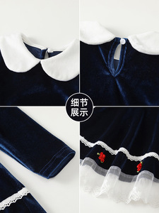 Abito da Principessa Lolita in Velluto a Maniche Lunghe per Bambine, Elegante <span class=keywords><strong>Vestito</strong></span> da Cerimonia per Autunno, Inverno e <span class=keywords><strong>Natale</strong></span> - Product Image 3