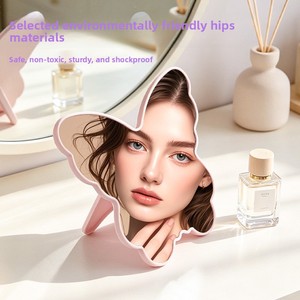 Miroir de maquillage portable en forme de cœur style papillon, logo personnalisable, miroir de retouche haute définition - Product Image 5