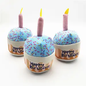 Мягкая набивка скрипучий торт ко дню рождения жевательная игрушка для собак, собака, подарок на день рождения кости