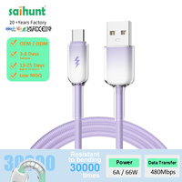 Kabel Data USB-A ke Type-C Grosir 1M PD 66W 5A 6A Pengisian Cepat Cocok untuk Ponsel Android Perangkat Xiaomi Printer